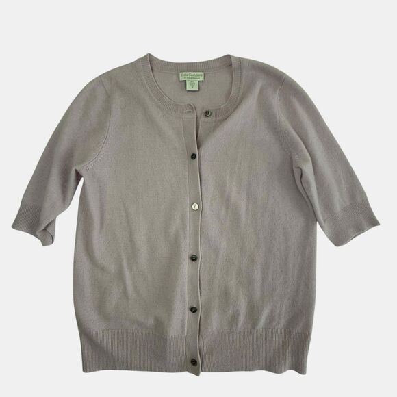 Oats Cashmere Debra Hayburn Lavender Short Sleeve Cardigan Sweater Women Medium - Picture 1 of 7